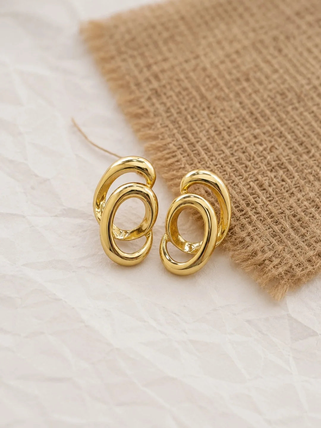 Gold-Toned Intertwined Anti-Tarnish Stud Earrings
