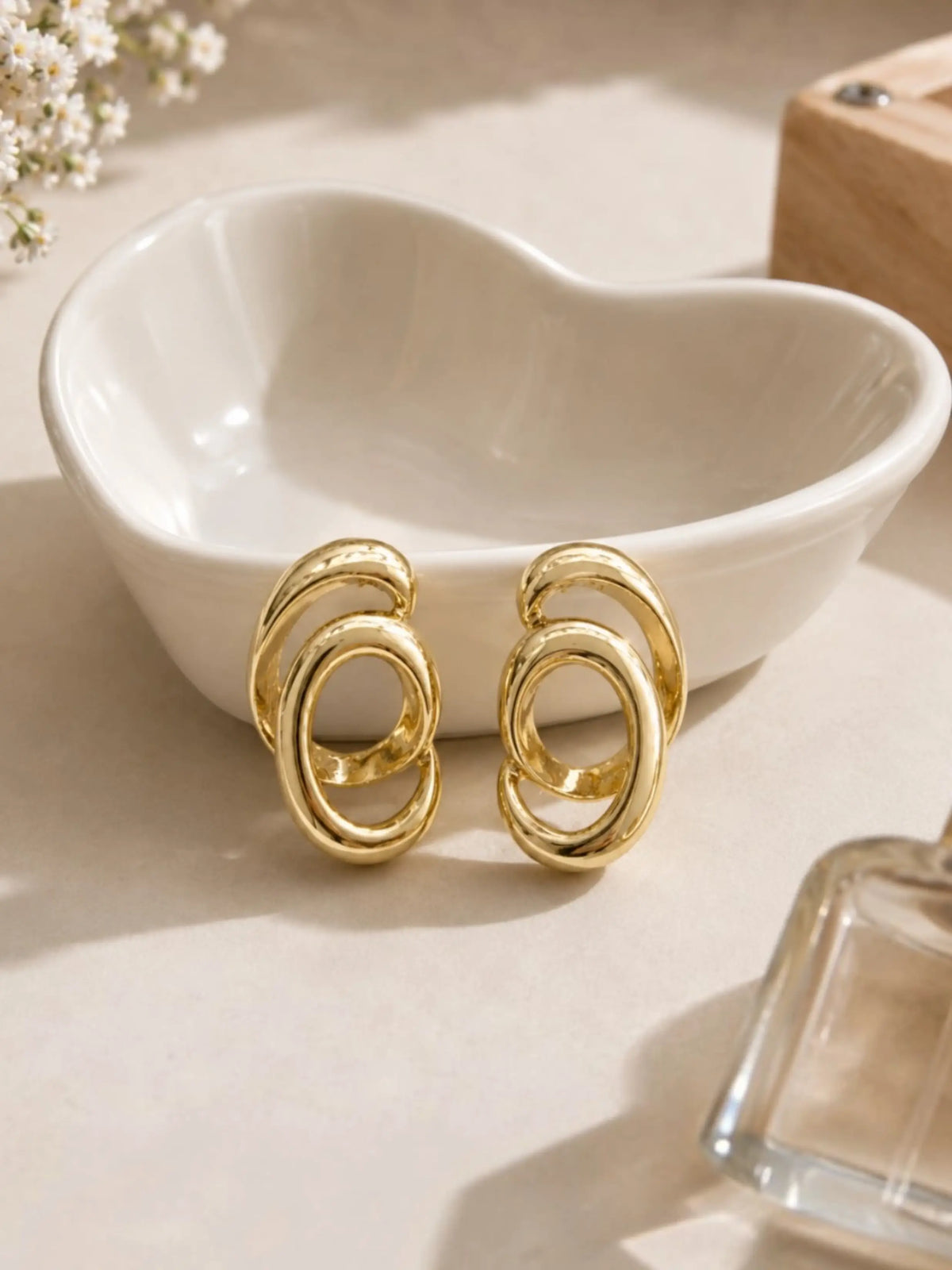 Gold-Toned Intertwined Anti-Tarnish Stud Earrings