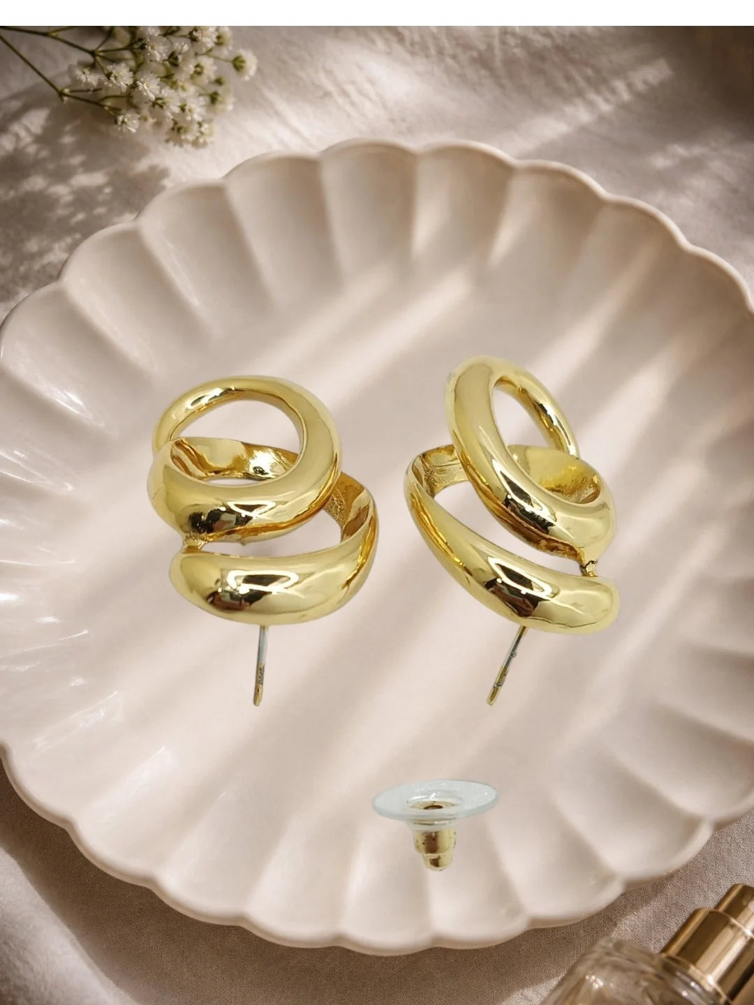 Gold-Toned Intertwined Anti-Tarnish Stud Earrings