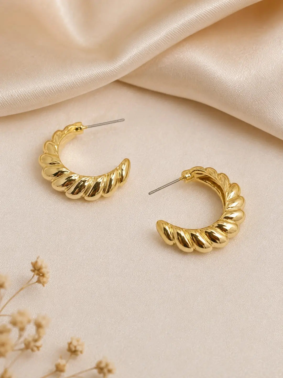 Anti Tarnish Croissant Hoop Earrings