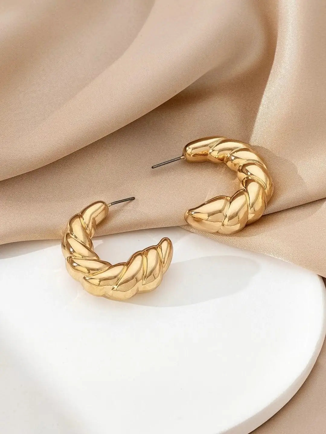Anti Tarnish Croissant Hoop Earrings