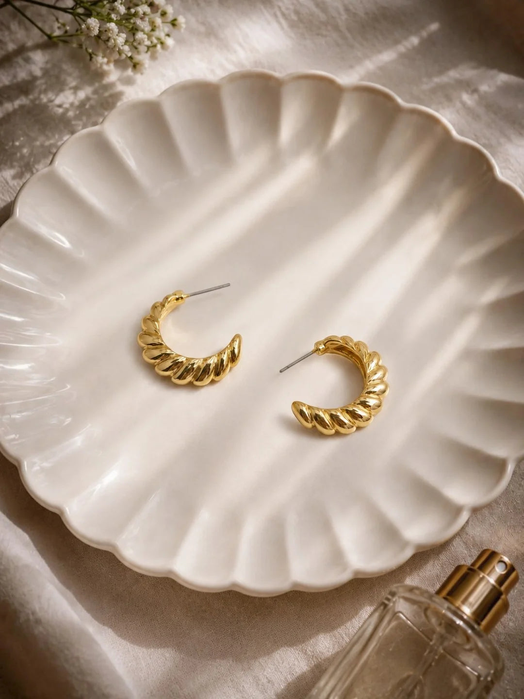 Anti Tarnish Croissant Hoop Earrings