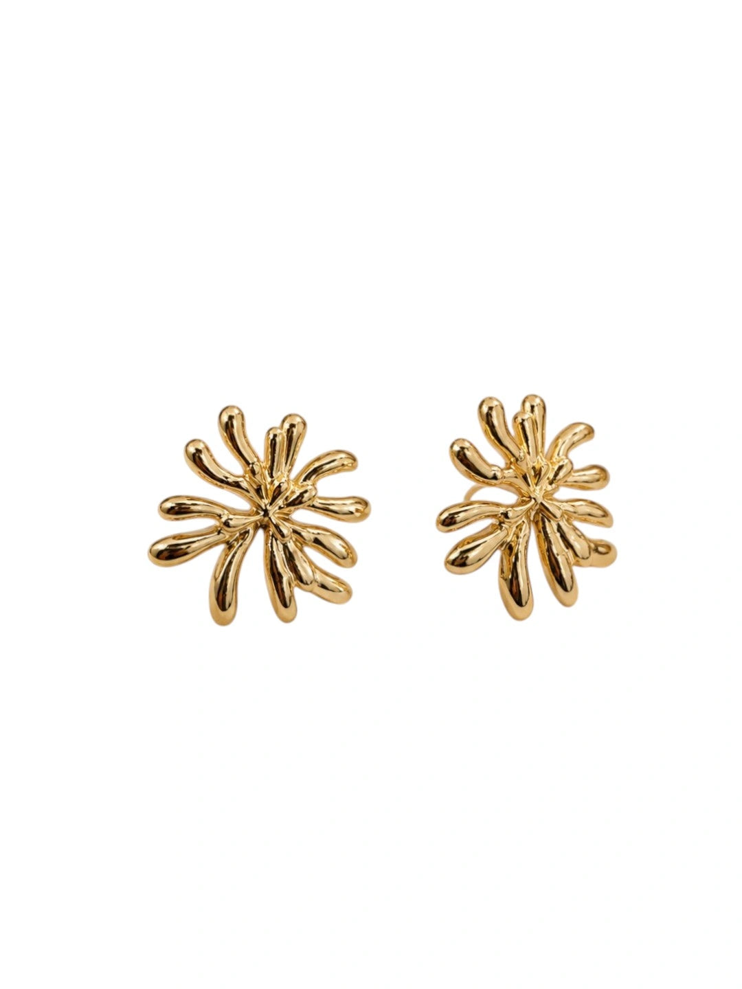 Gold Plated Korean Starburst Anti Tarnish Stud Earrings