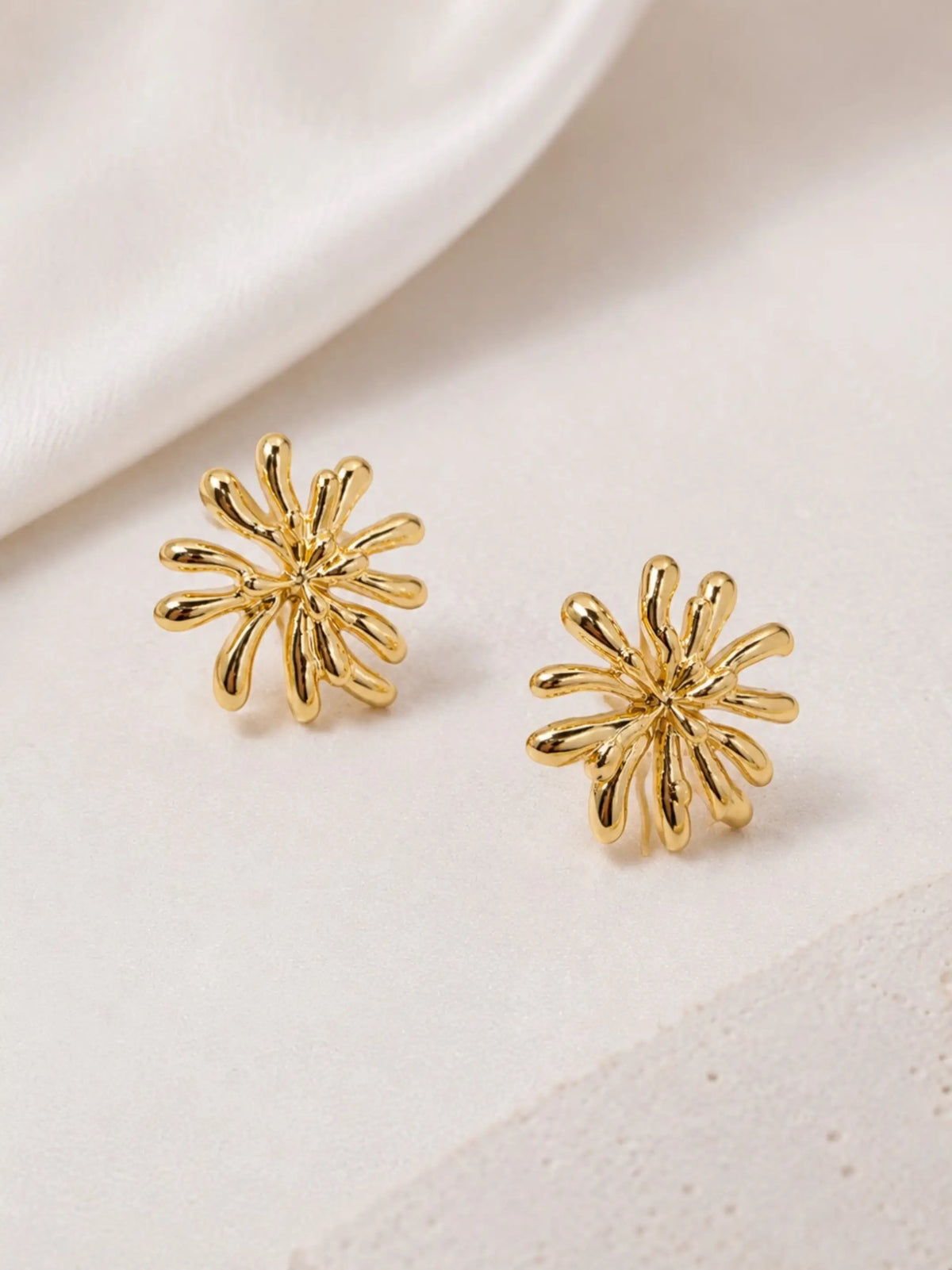 Gold Plated Korean Starburst Anti Tarnish Stud Earrings
