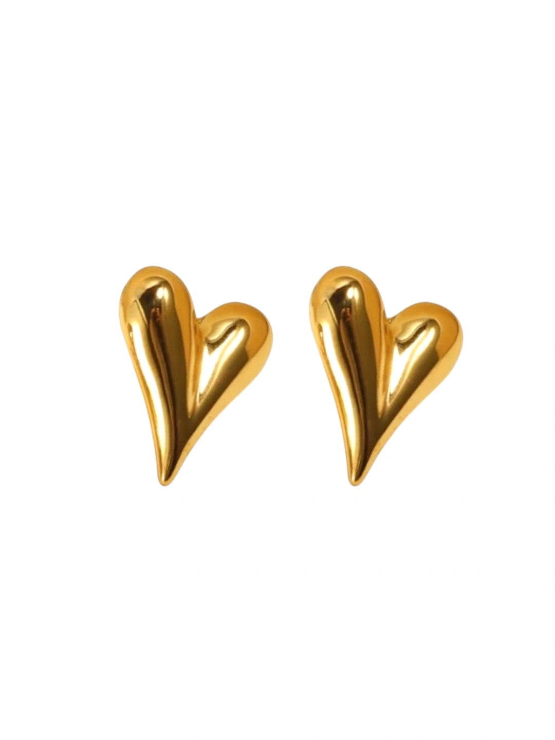 Stainless Steel Anti Tarnish Puffy Heart Stud Earrings