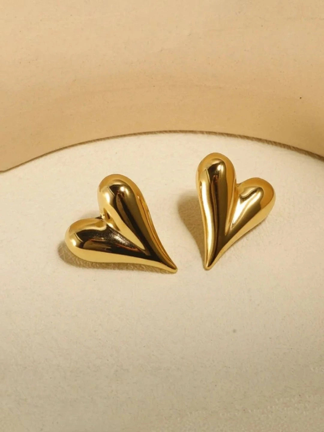 Stainless Steel Anti Tarnish Puffy Heart Stud Earrings