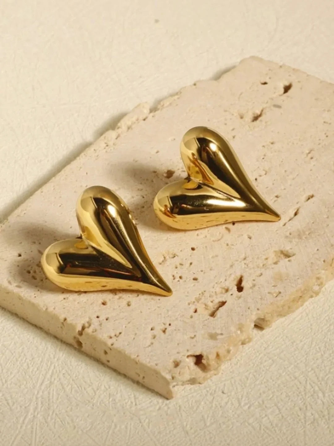 Stainless Steel Anti Tarnish Puffy Heart Stud Earrings