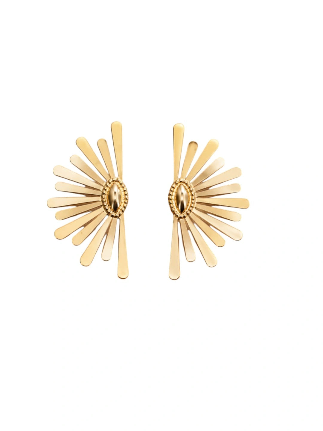 Gold Plated Sunburst Anti Tarnish Stud Earrings