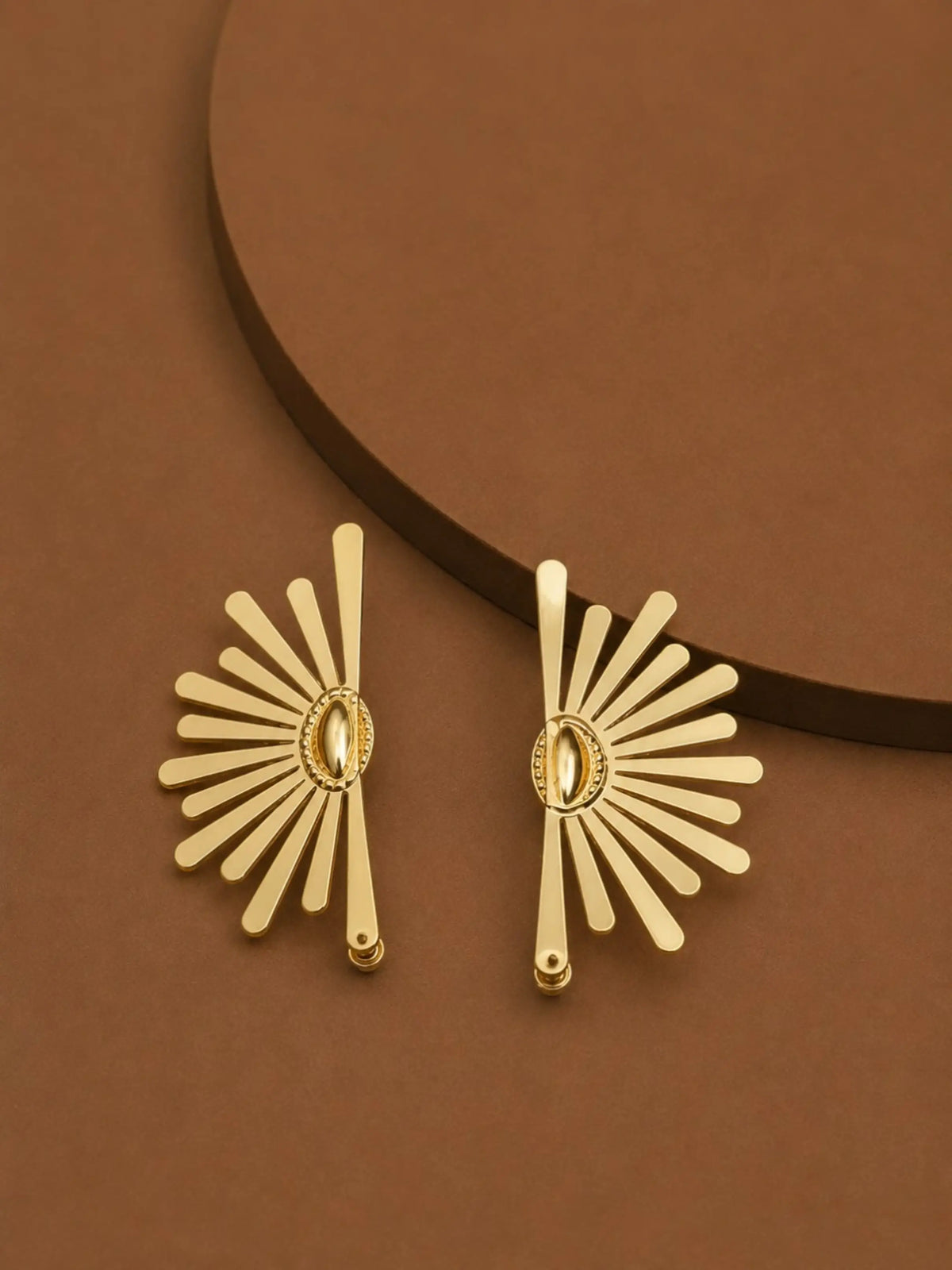 Gold Plated Sunburst Anti Tarnish Stud Earrings