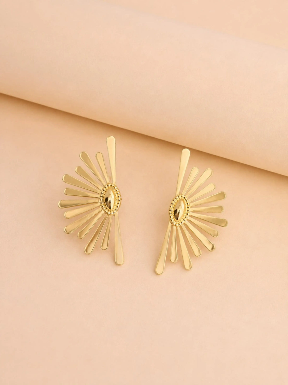 Gold Plated Sunburst Anti Tarnish Stud Earrings