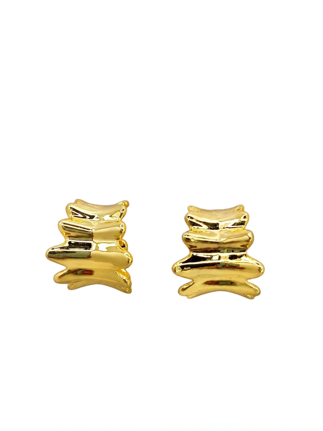 Anti Tarnish Wavy Textured Stud Earrings