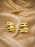 Anti Tarnish Wavy Textured Stud Earrings