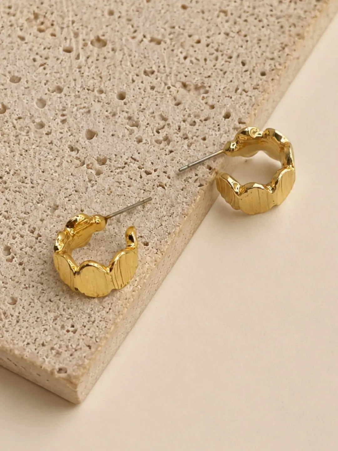 Geometric Textured Anti Tarnish Hoop Earrings