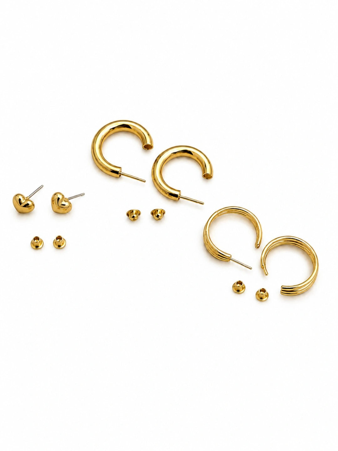 Set Of 3 Anti Tarnish Classic Combo Earrings