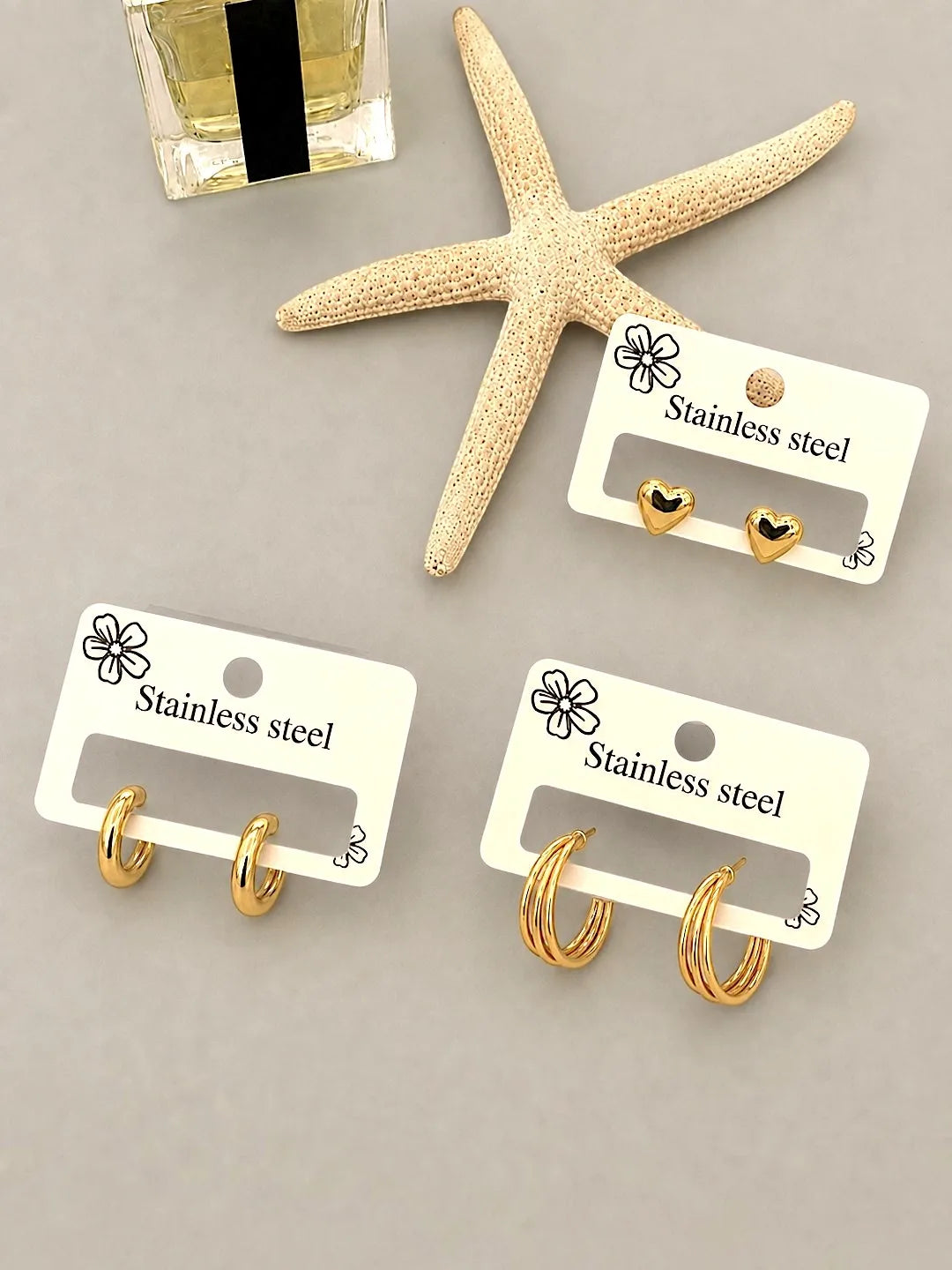 Set Of 3 Anti Tarnish Classic Combo Earrings