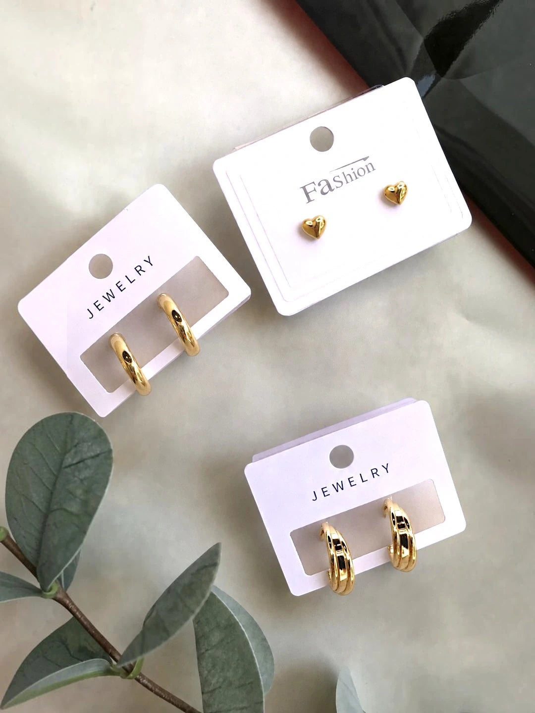 Set Of 3 Anti Tarnish Classic Combo Earrings