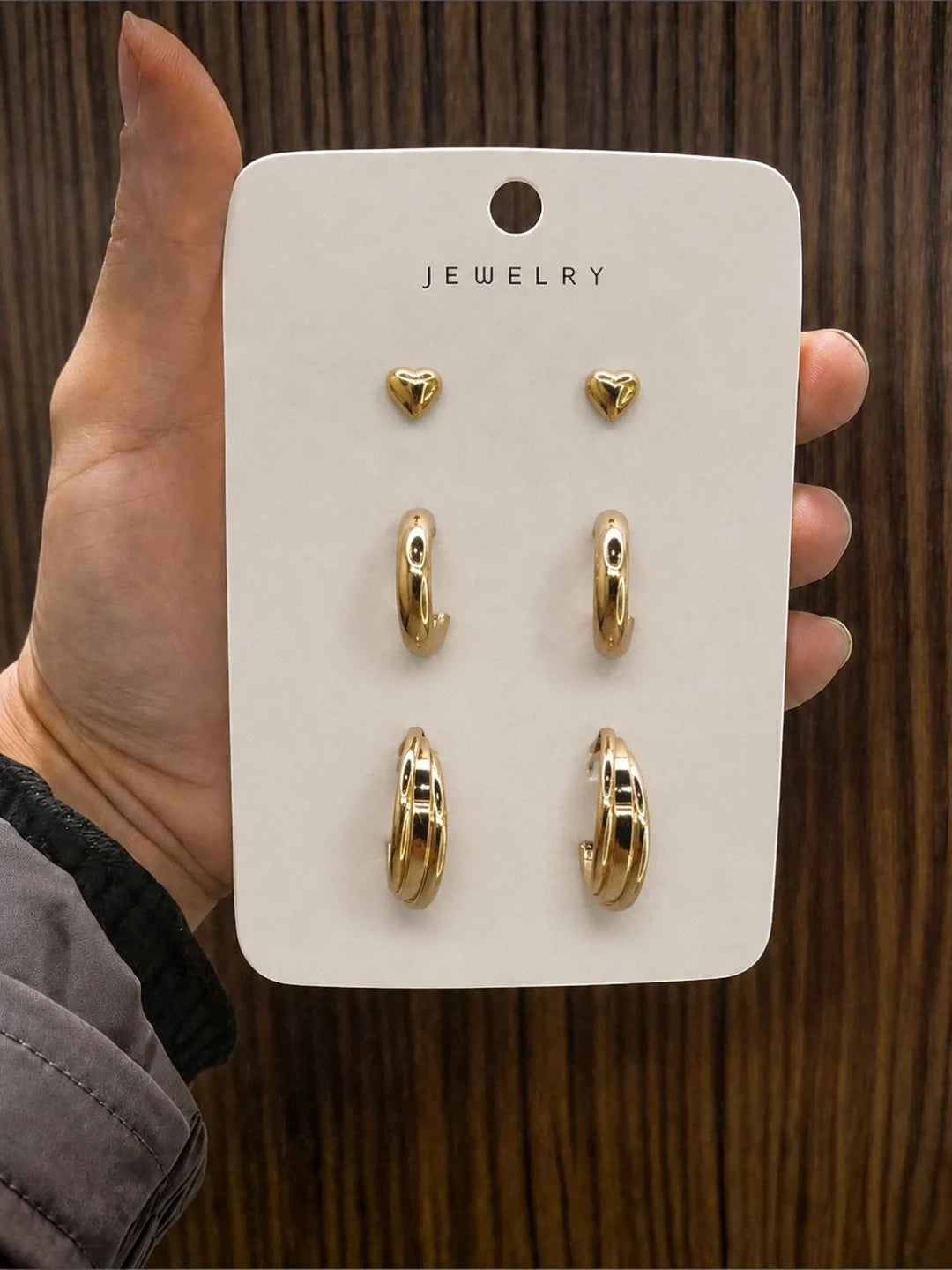 Set Of 3 Anti Tarnish Classic Combo Earrings