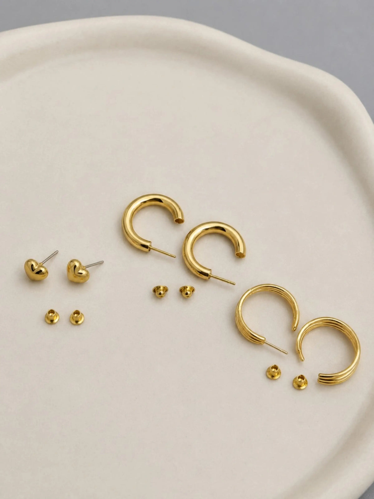 Set Of 3 Anti Tarnish Classic Combo Earrings