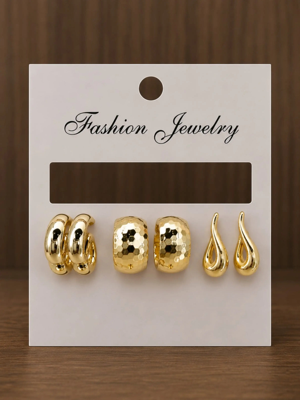 Set Of 3 Stylish Anti Tarnish Chunky Combo Hoop earrings