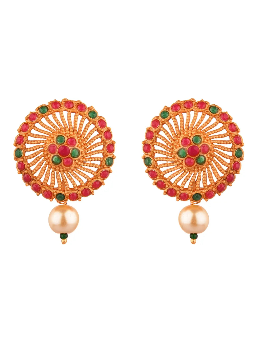 Ruby Green Kundan Earrings