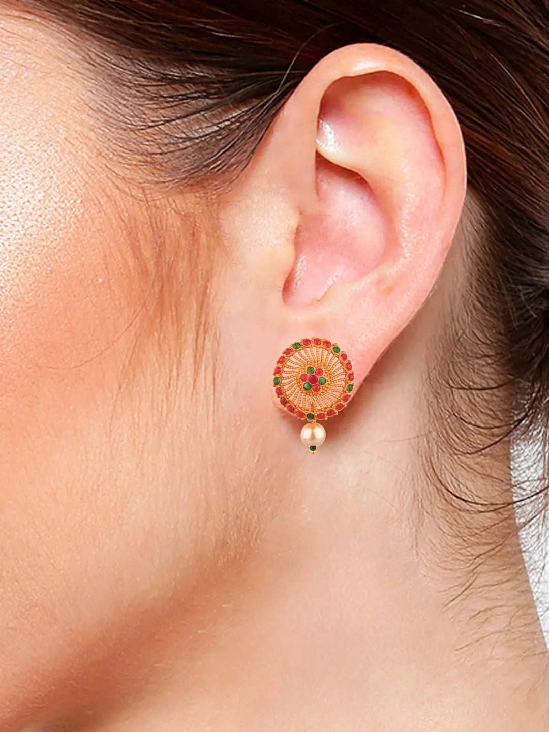 Ruby Green Kundan Earrings