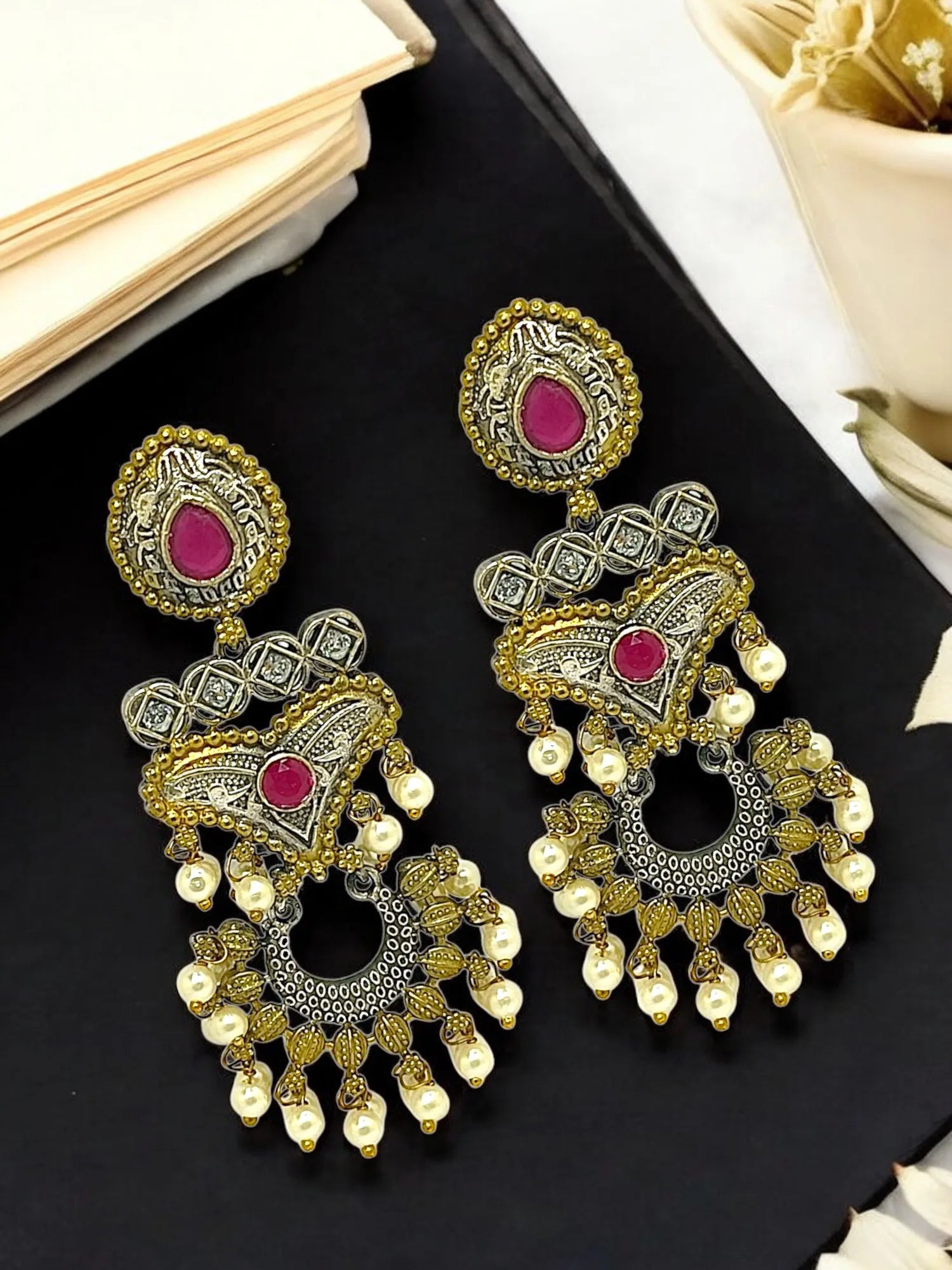 Gold & Silver-Plated Chandbalis Earrings