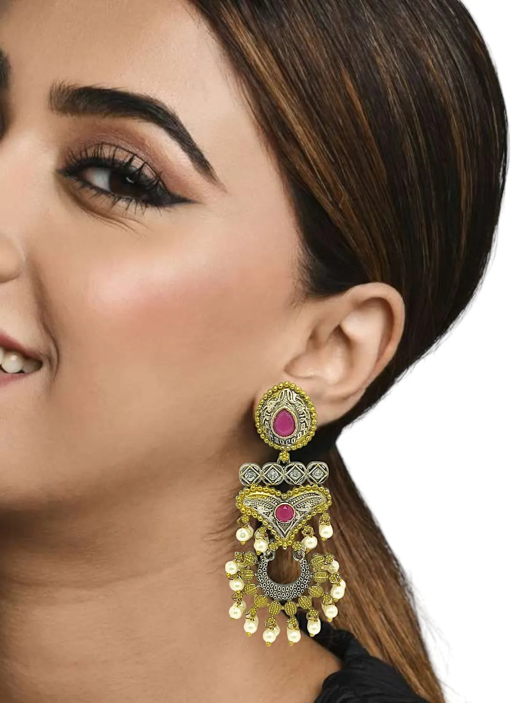 Gold & Silver-Plated Chandbalis Earrings