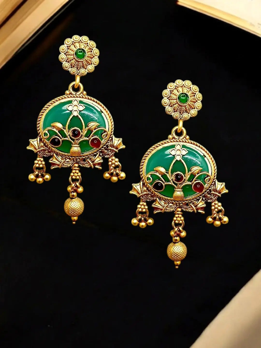 Green Heritage Rajwadi Earrings