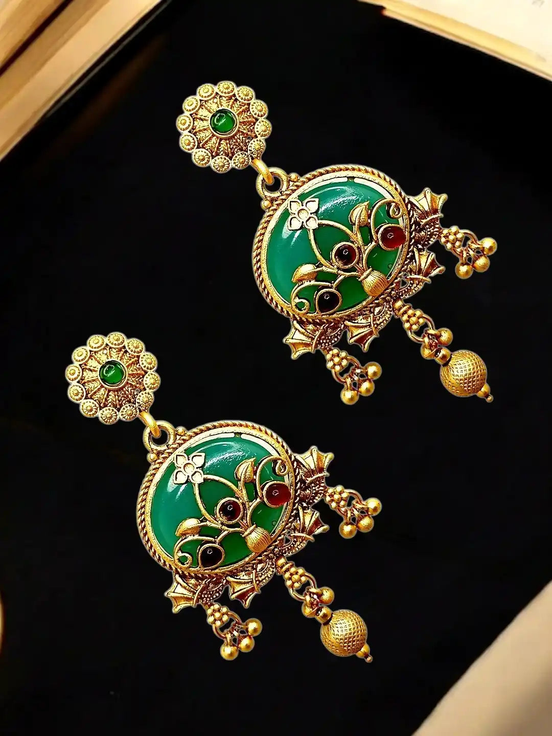 Green Heritage Rajwadi Earrings
