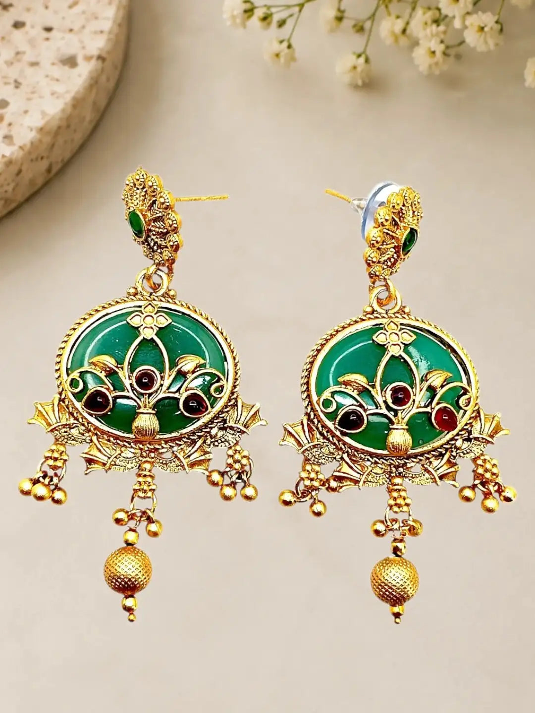 Green Heritage Rajwadi Earrings