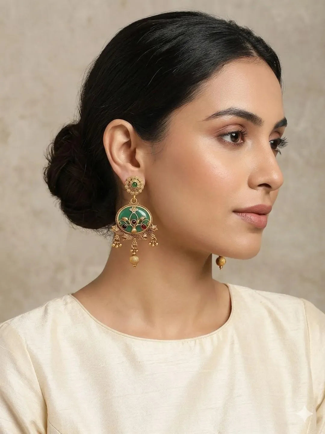 Green Heritage Rajwadi Earrings