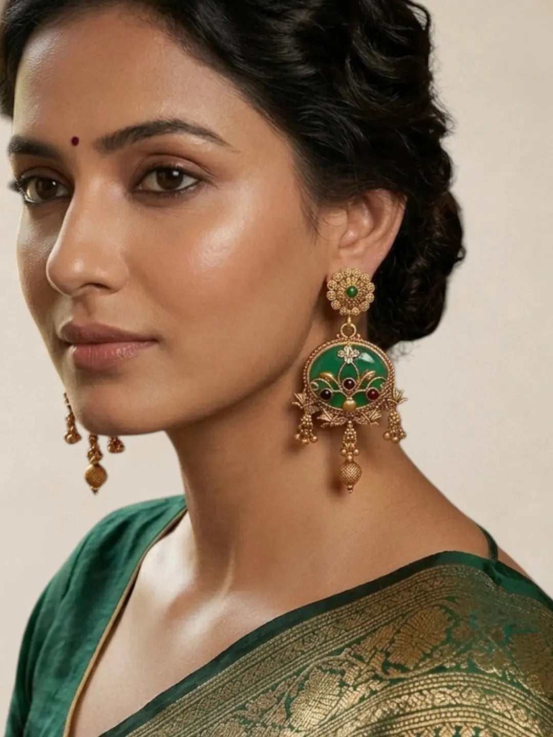 Green Heritage Rajwadi Earrings