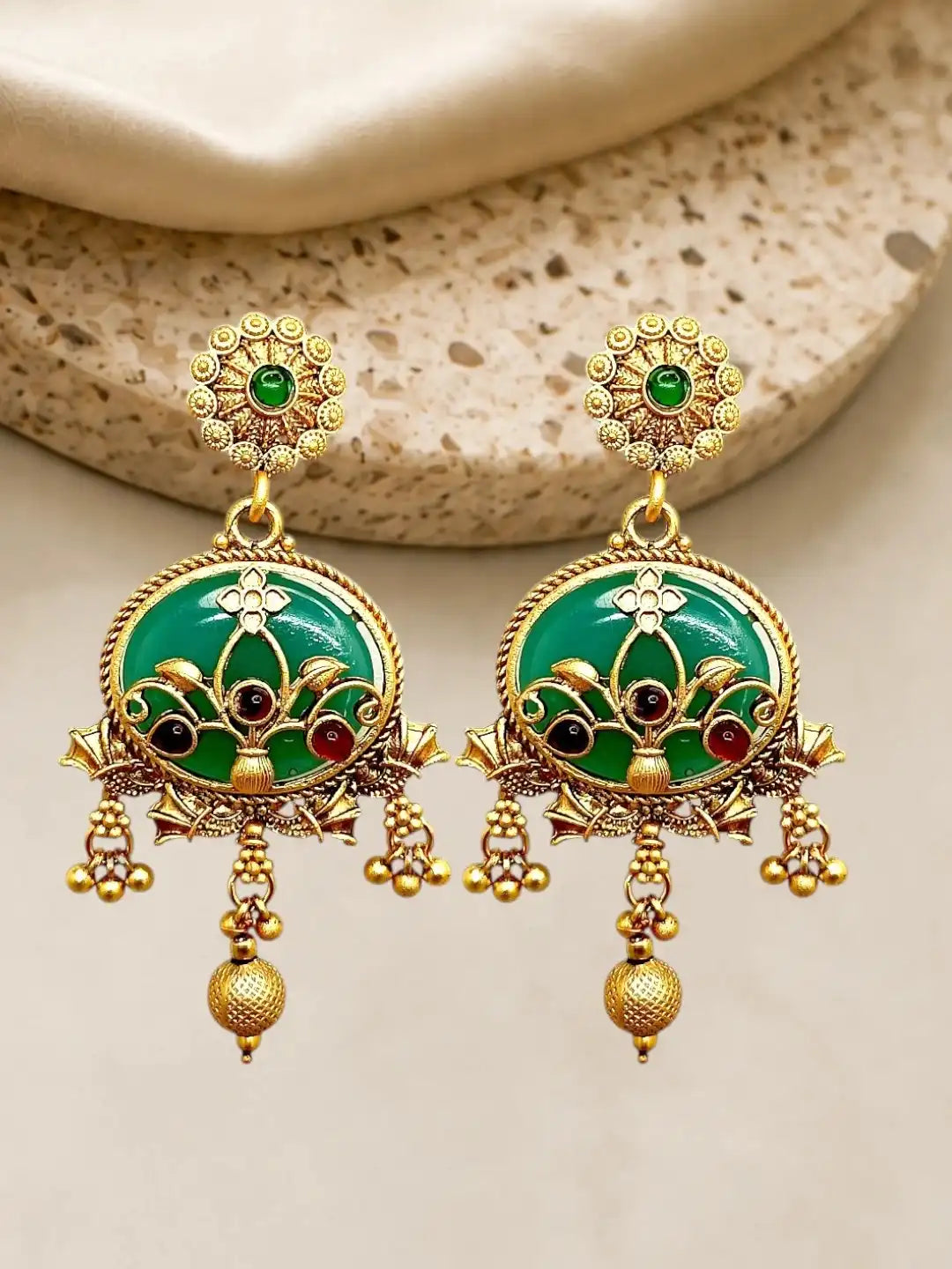 Green Heritage Rajwadi Earrings