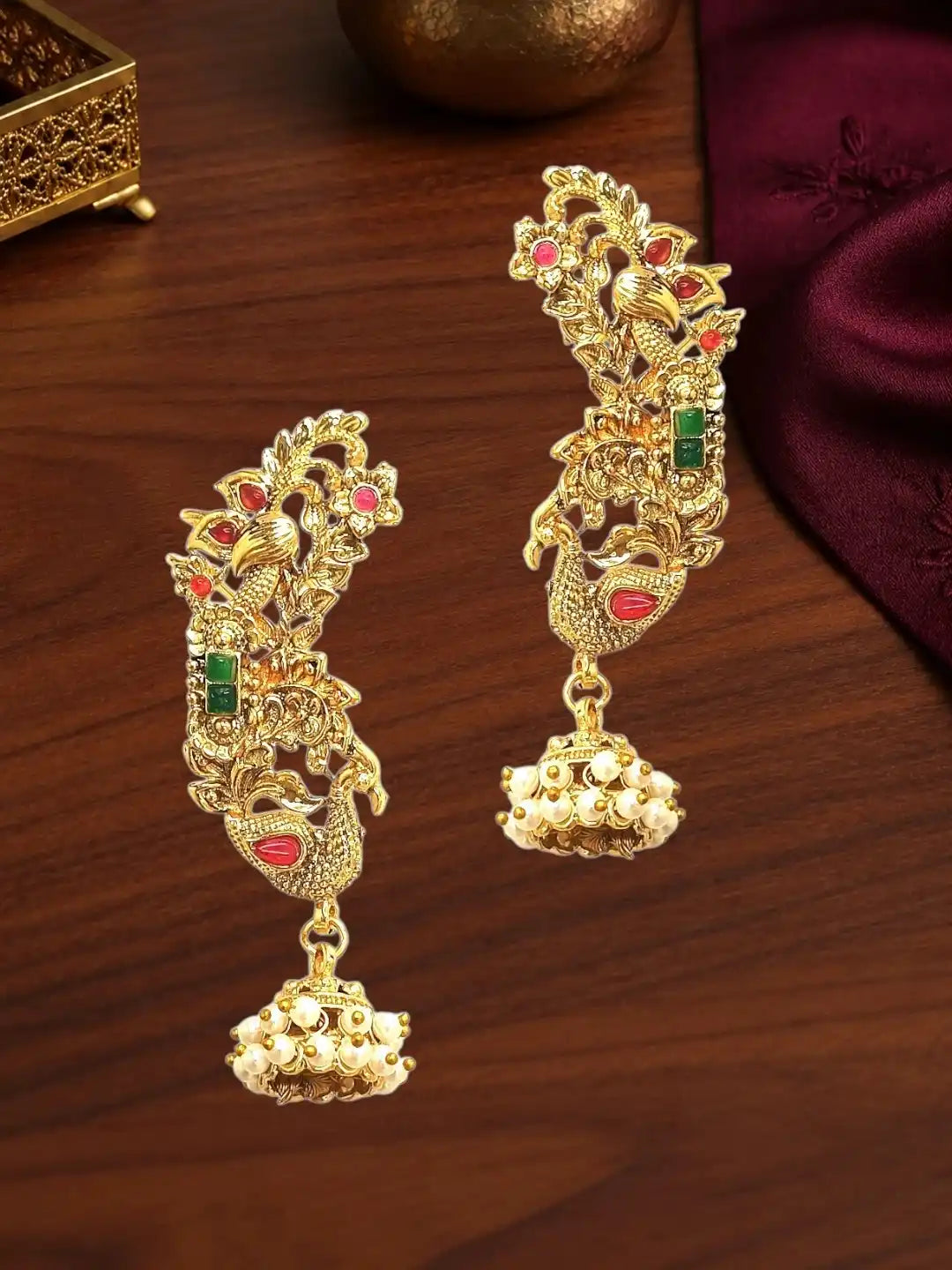 Peacock Design Ear Cuff Earrings