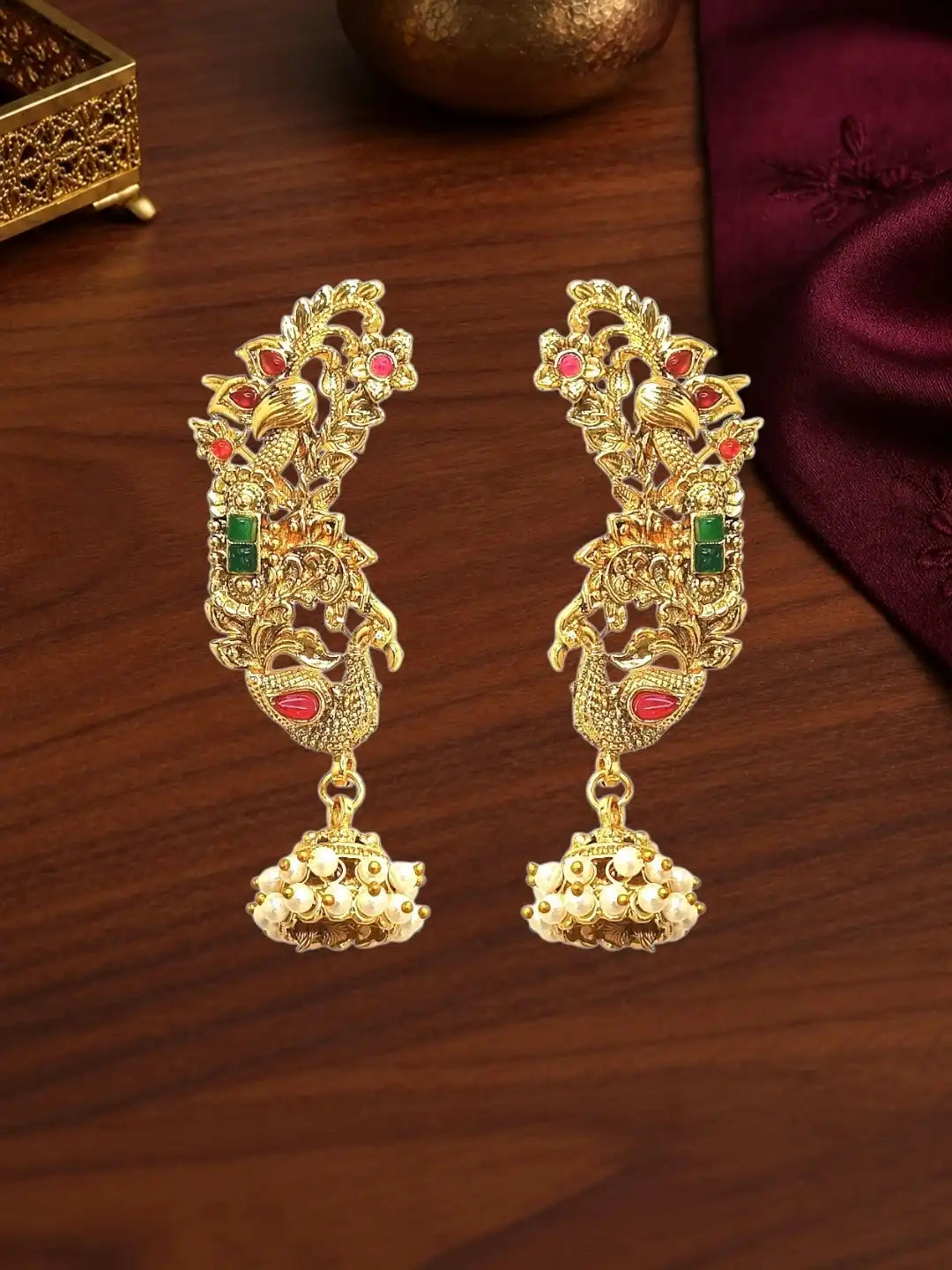Peacock Design Ear Cuff Earrings