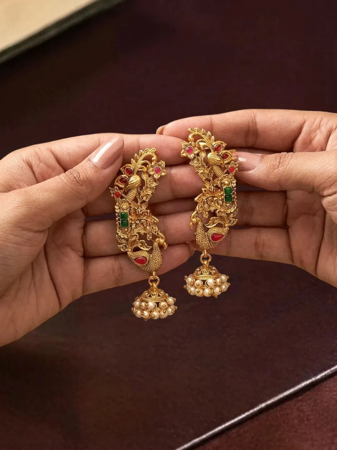 Peacock Design Ear Cuff Earrings