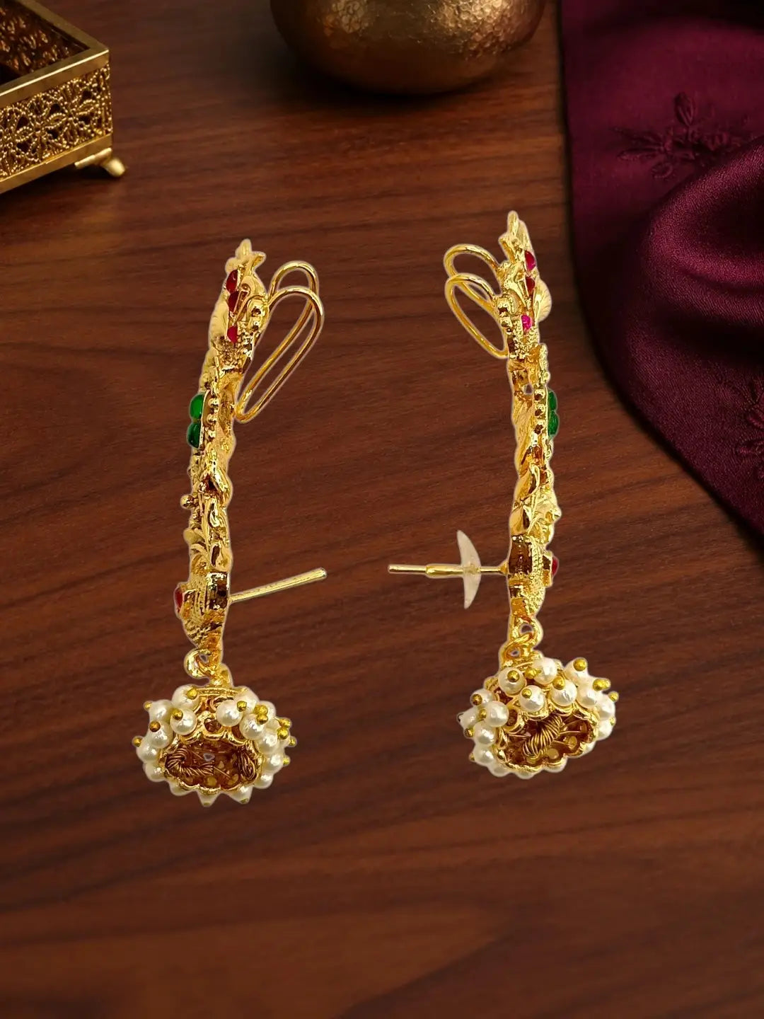 Peacock Design Ear Cuff Earrings