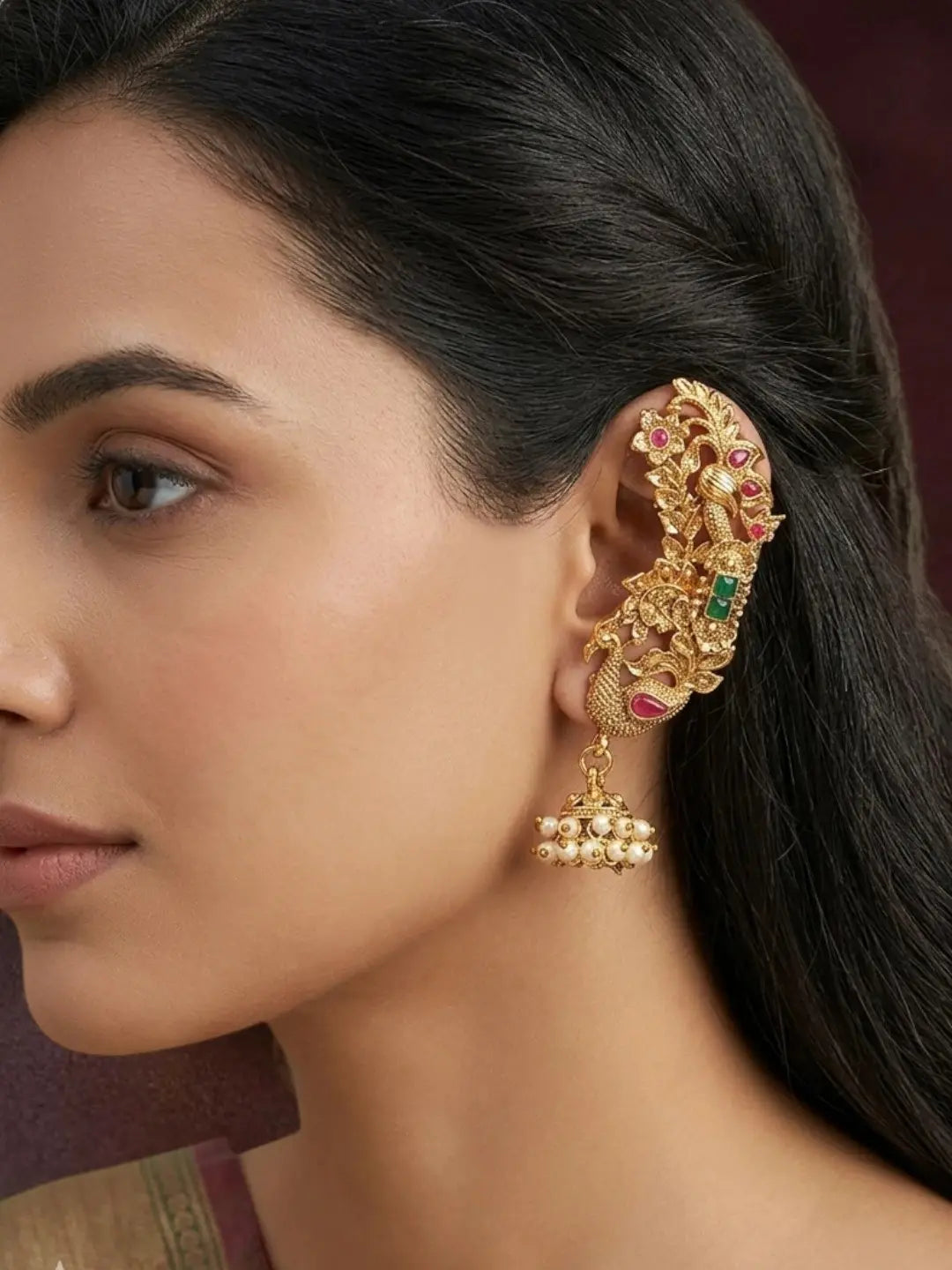 Peacock Design Ear Cuff Earrings