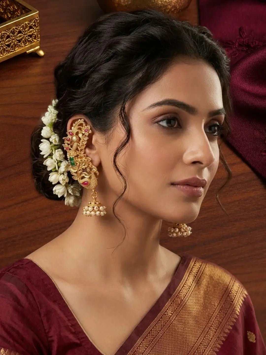 Peacock Design Ear Cuff Earrings