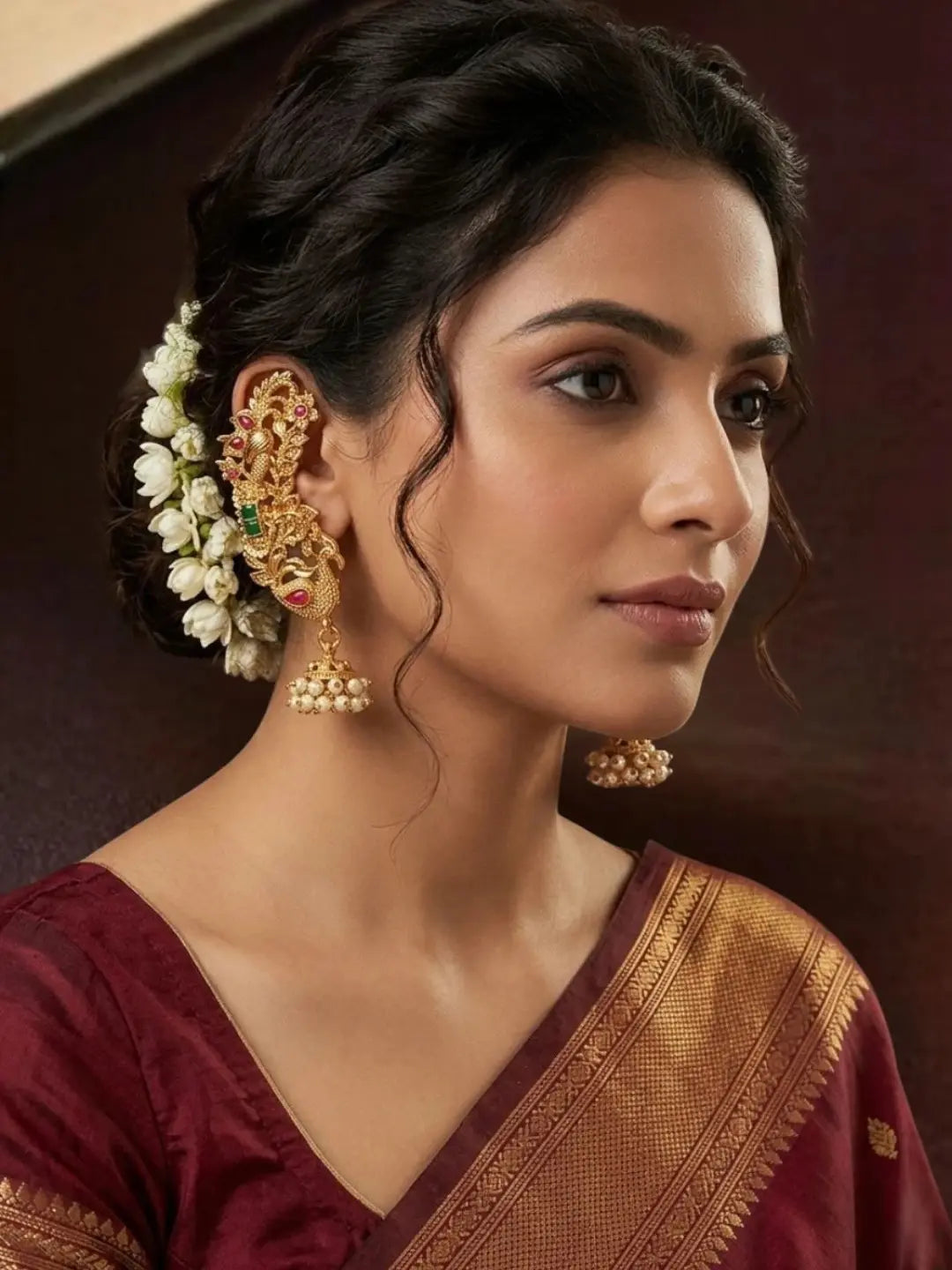 Peacock Design Ear Cuff Earrings