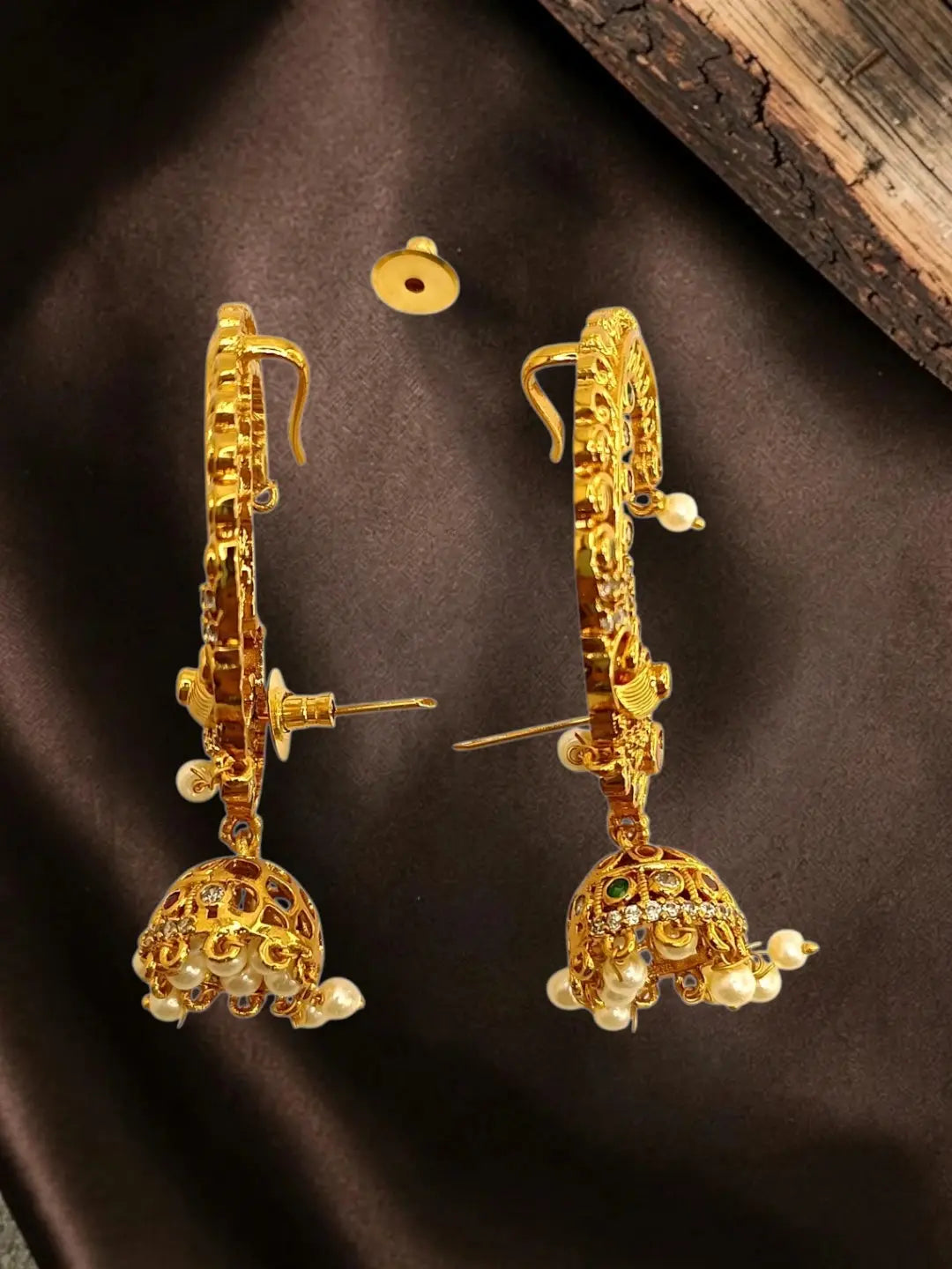 CZ Gold Toned Jhumka Ear Cuff Earrings