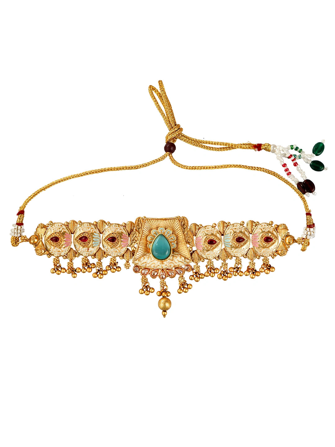 Lotus Meenakari Choker Necklace Set