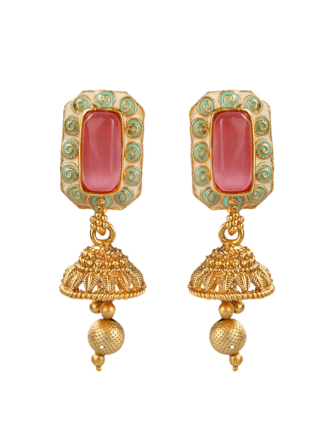 Pink And Green Meenakari Choker Necklace Set