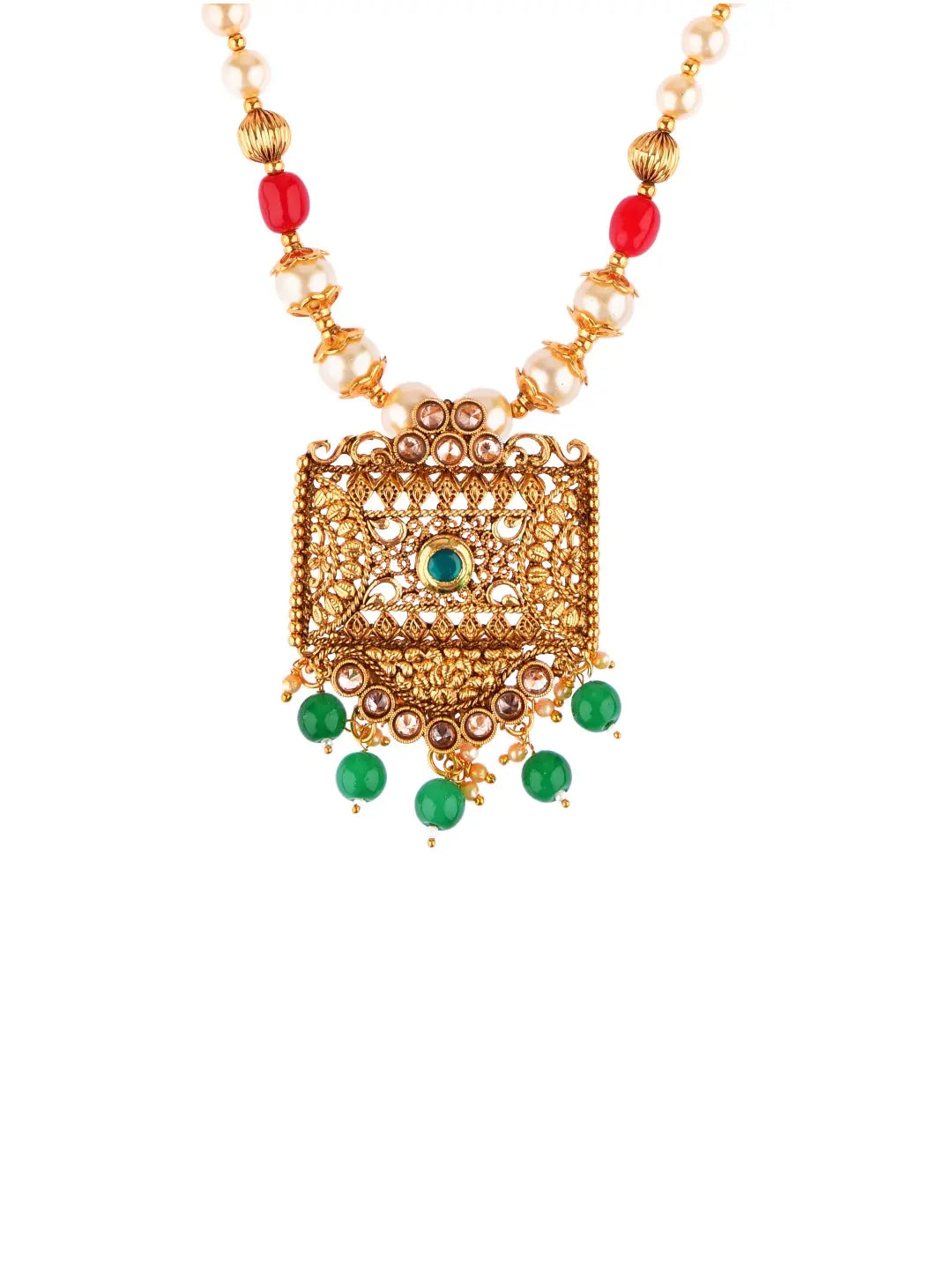 Pearl and Green Bead Jewellery Set