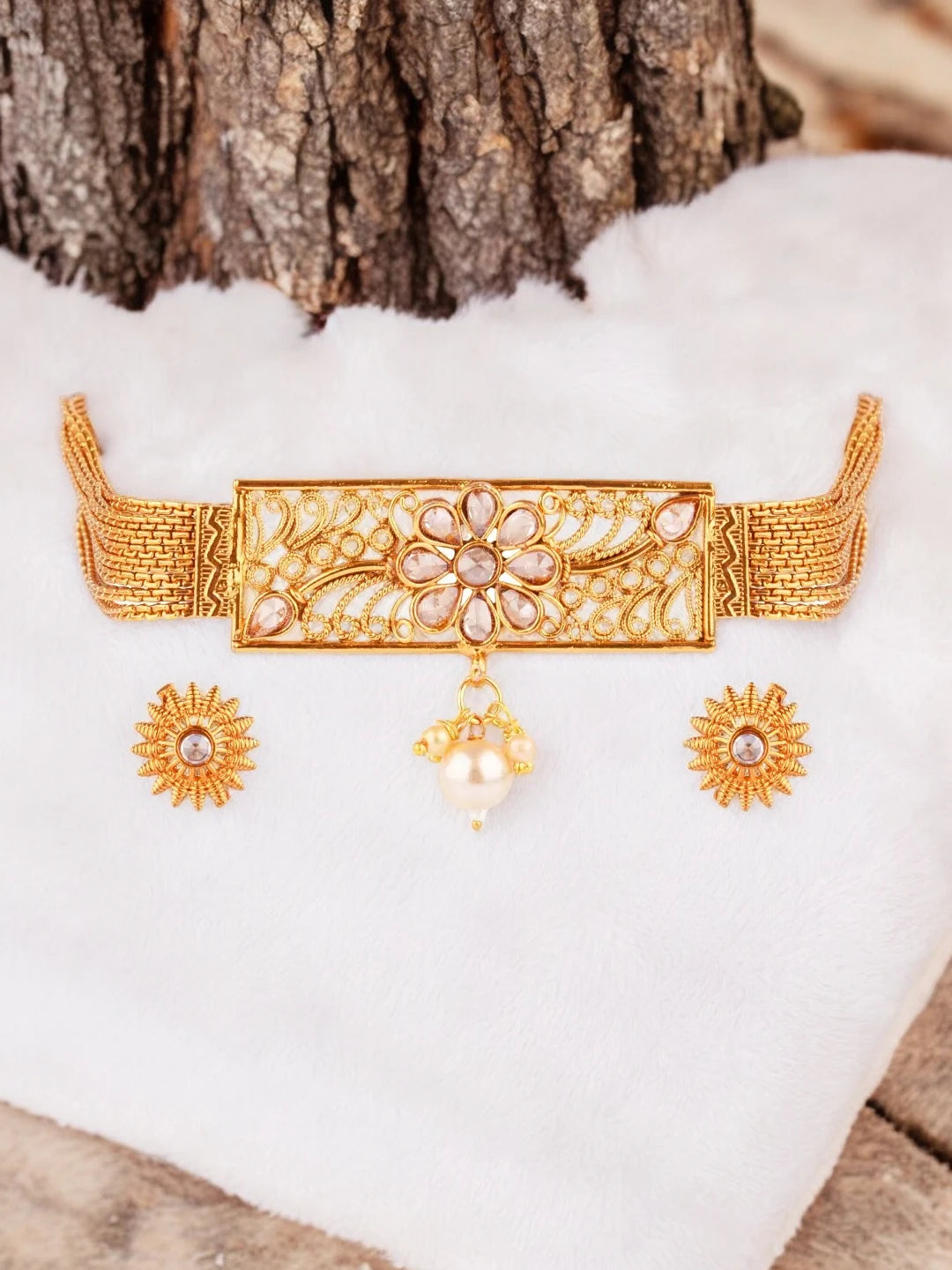 Gold Plated Choker Jewellery Set
