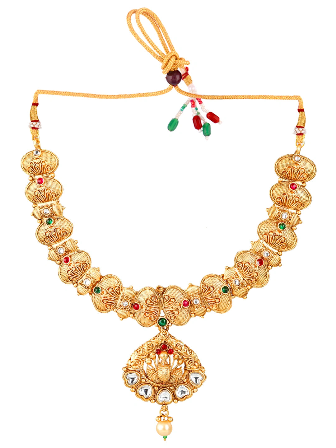 Gold Plated Peacock Kundan Necklace Set