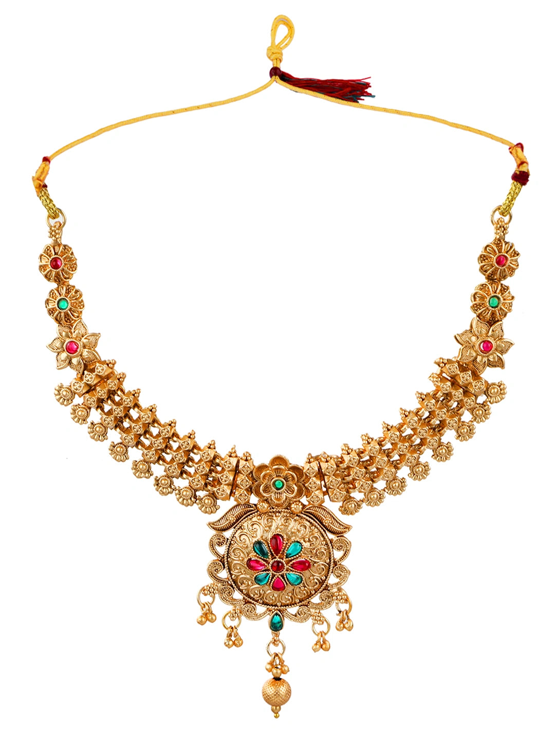 Gold Plated Filigree Cz Stone Necklace Set