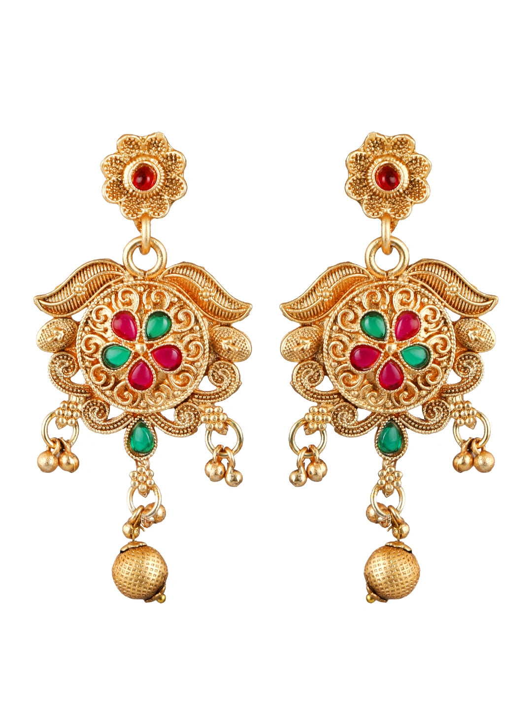 Gold Plated Filigree Cz Stone Necklace Set