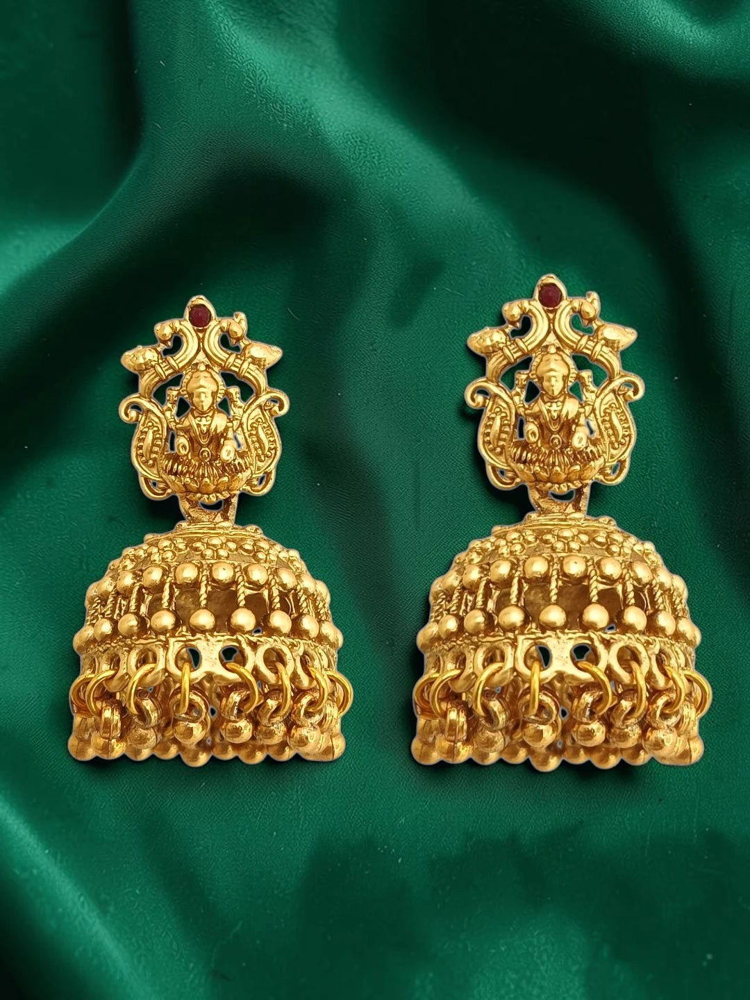 Gold Plated Temple Design Long Necklace Set For Women and Girls