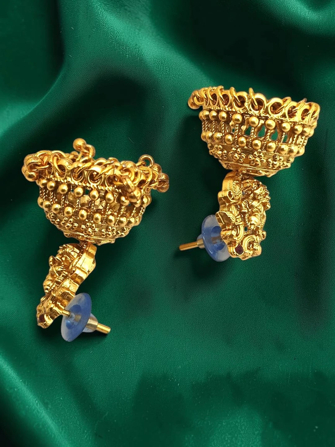 Gold Plated Temple Design Long Necklace Set For Women and Girls